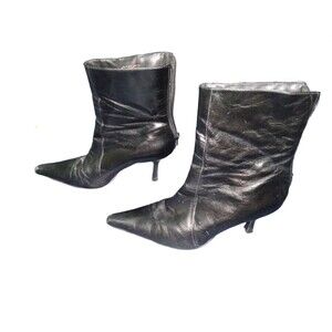 Vintage Aldo Black Pointy Toe Booties/Boots-Witchy Goth